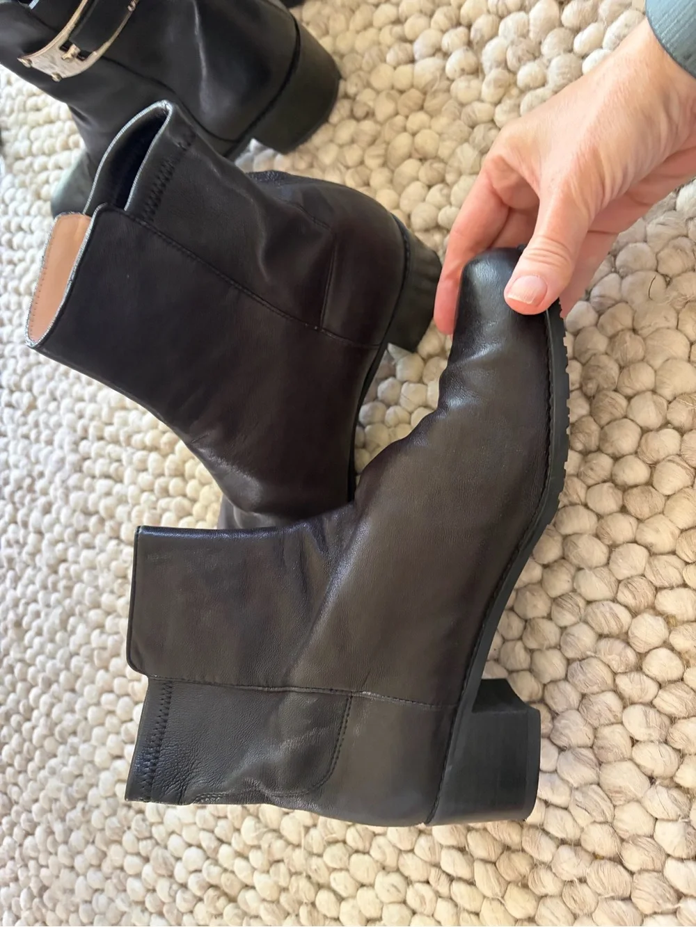 Stuart Weitzman Black Leather Chelsea Ankle Boots